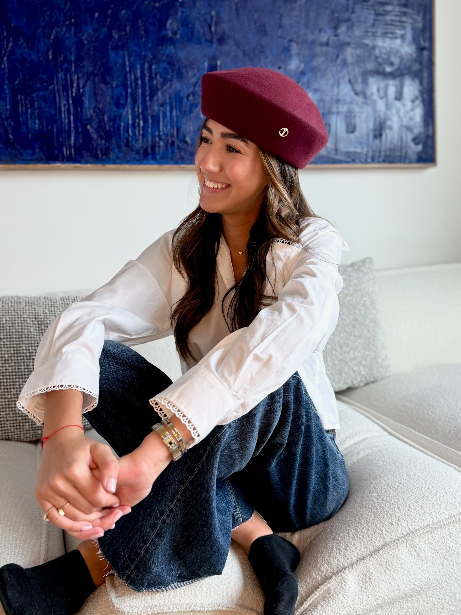 Gigi Béret en Laine Bordeaux