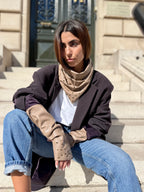 Mitaines longues vegan effet cuir Oeillet Taupe