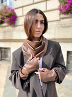 Coffret Triangle & Mitaines effet cuir vegan Choco