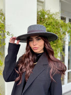 Canotier Ralph en Laine Grand Bord 9cm Gris chinée foncé