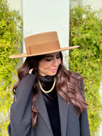 Canotier Ralph en Laine Grand Bord 9cm Camel