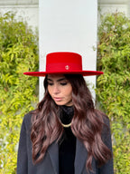 Canotier Ralph en Laine Grand Bord 9cm Rouge