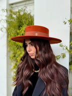 Canotier Ralph en Laine Grand Bord 9cm Rouille