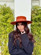 Canotier Ralph en Laine Grand Bord 9cm Rouille