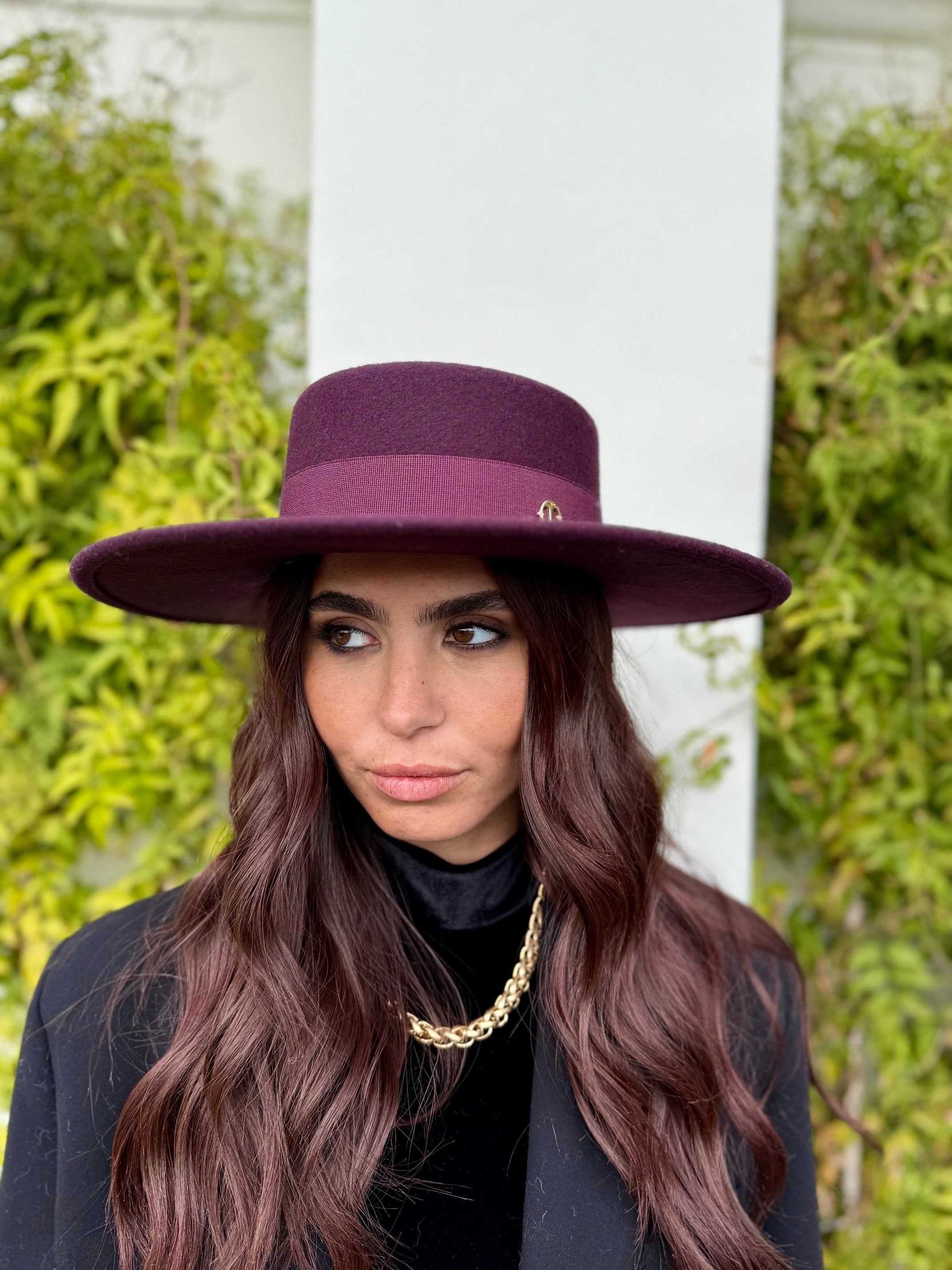 Canotier Ralph en Laine Grand Bord 9cm Bordeaux