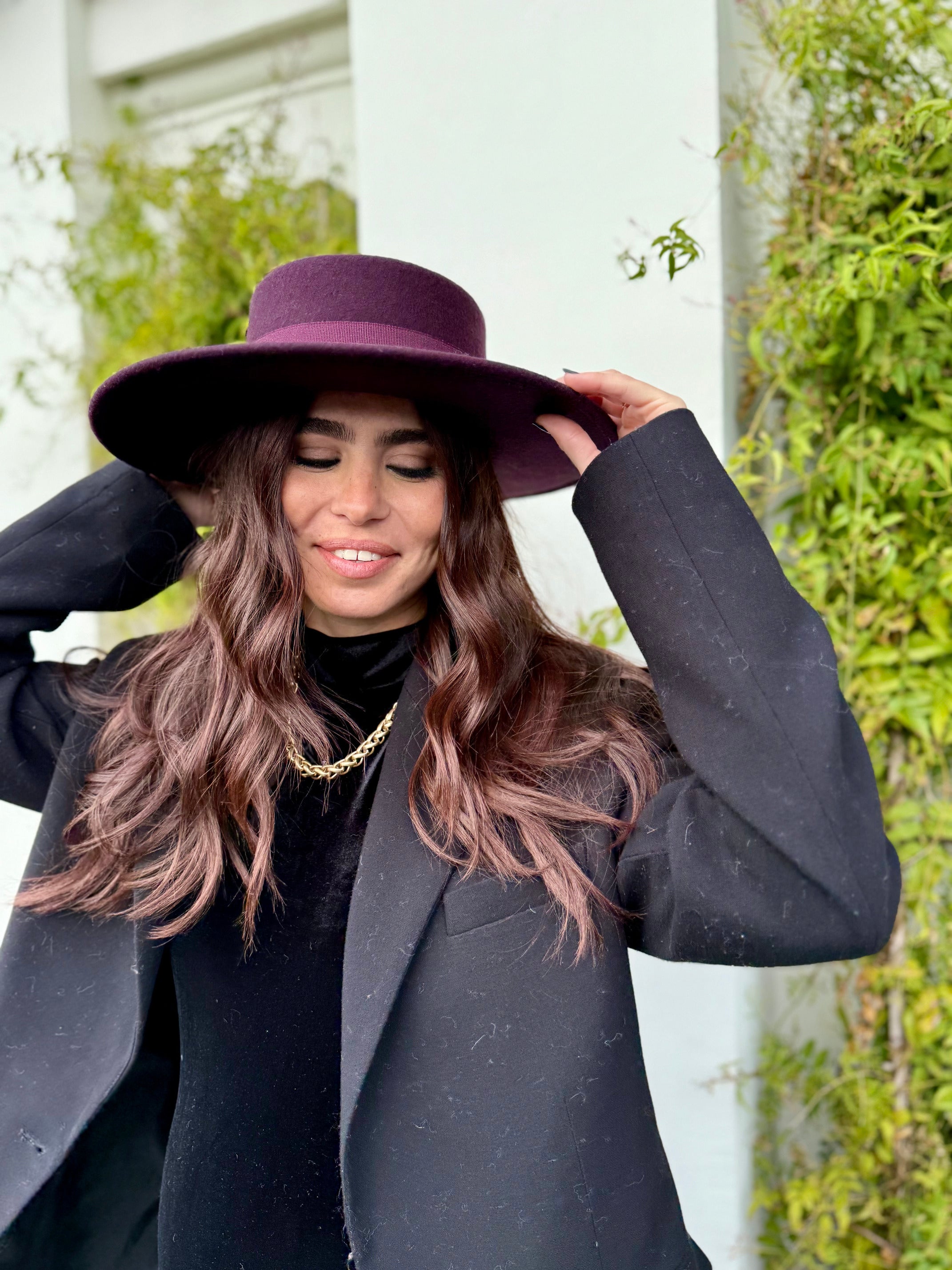 Canotier Ralph en Laine Grand Bord 9cm Bordeaux