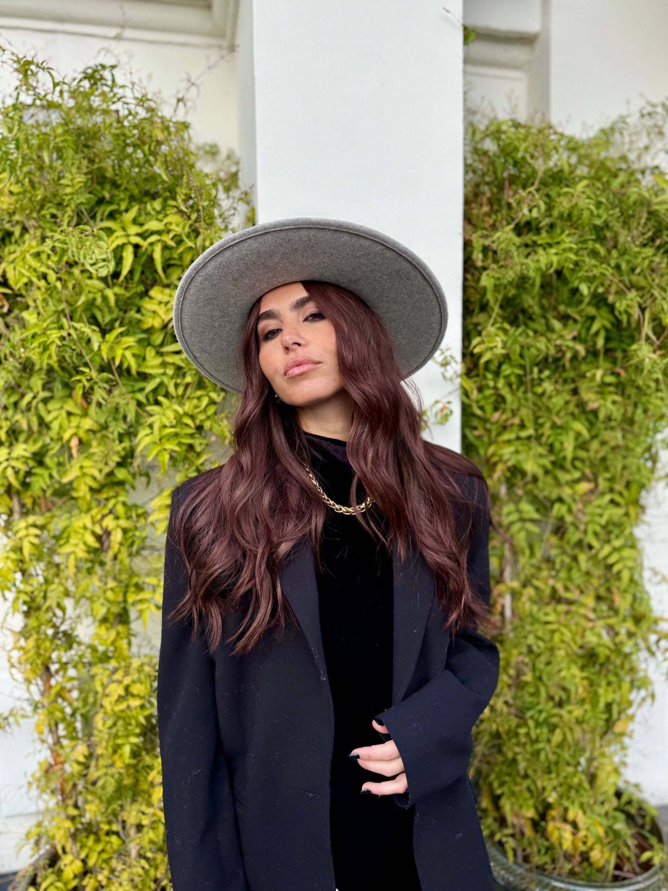 Canotier Ralph en Laine Grand Bord 9cm Gris chiné claire