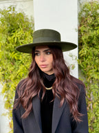 Canotier Ralph en Laine Grand Bord 9cm Kaki