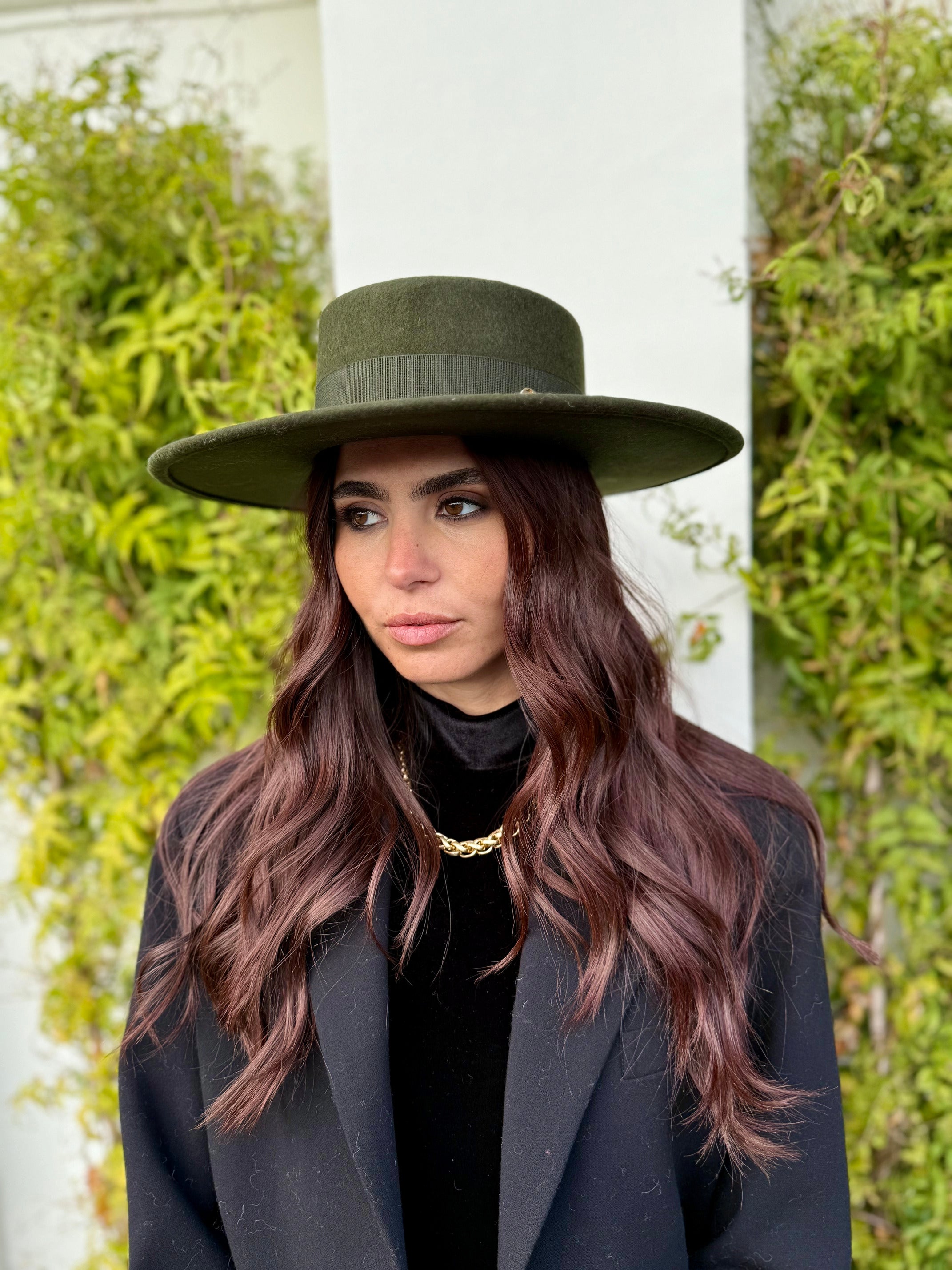 Canotier Ralph en Laine Grand Bord 9cm Kaki