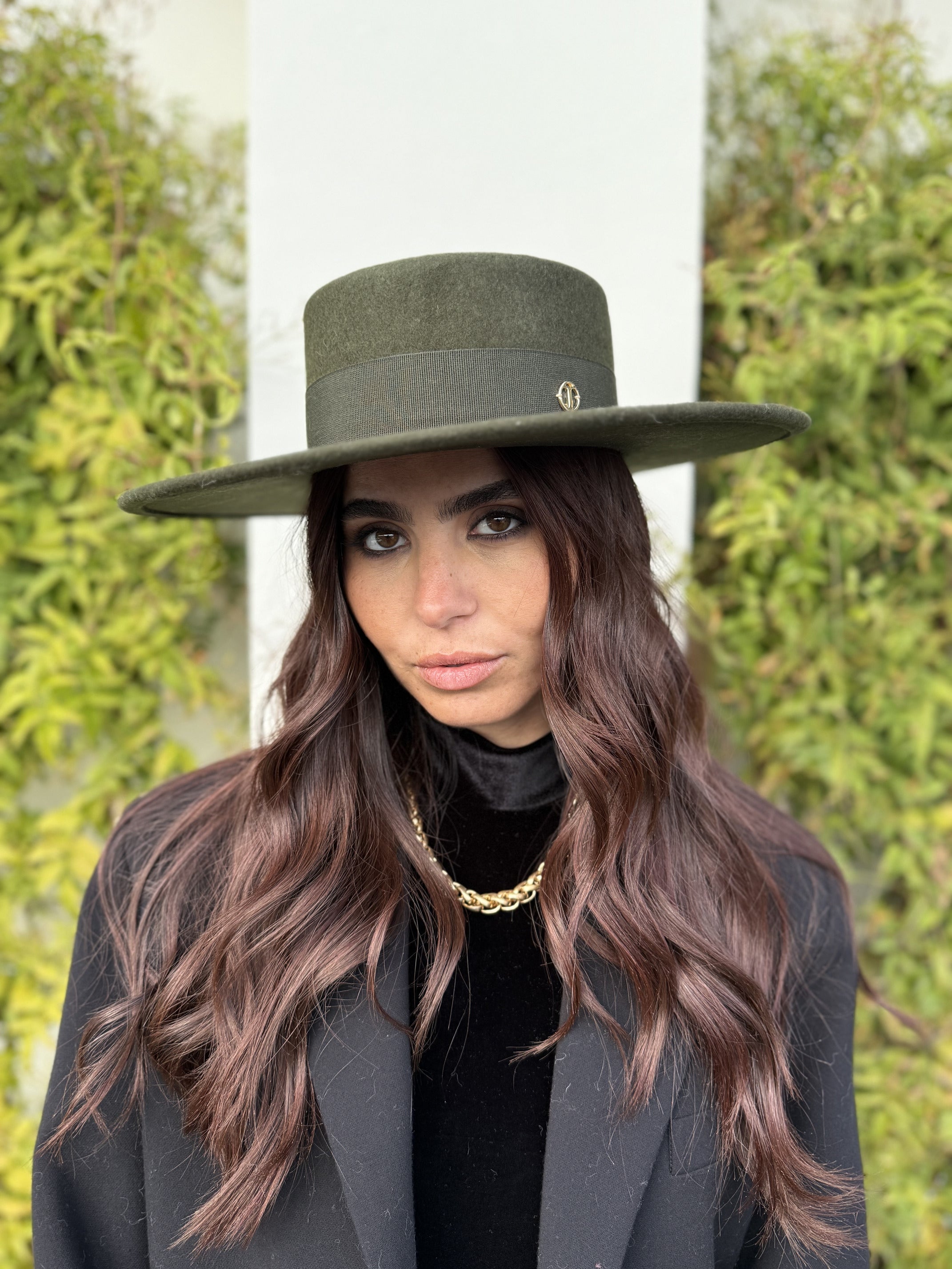 Canotier Ralph en Laine Grand Bord 9cm Kaki