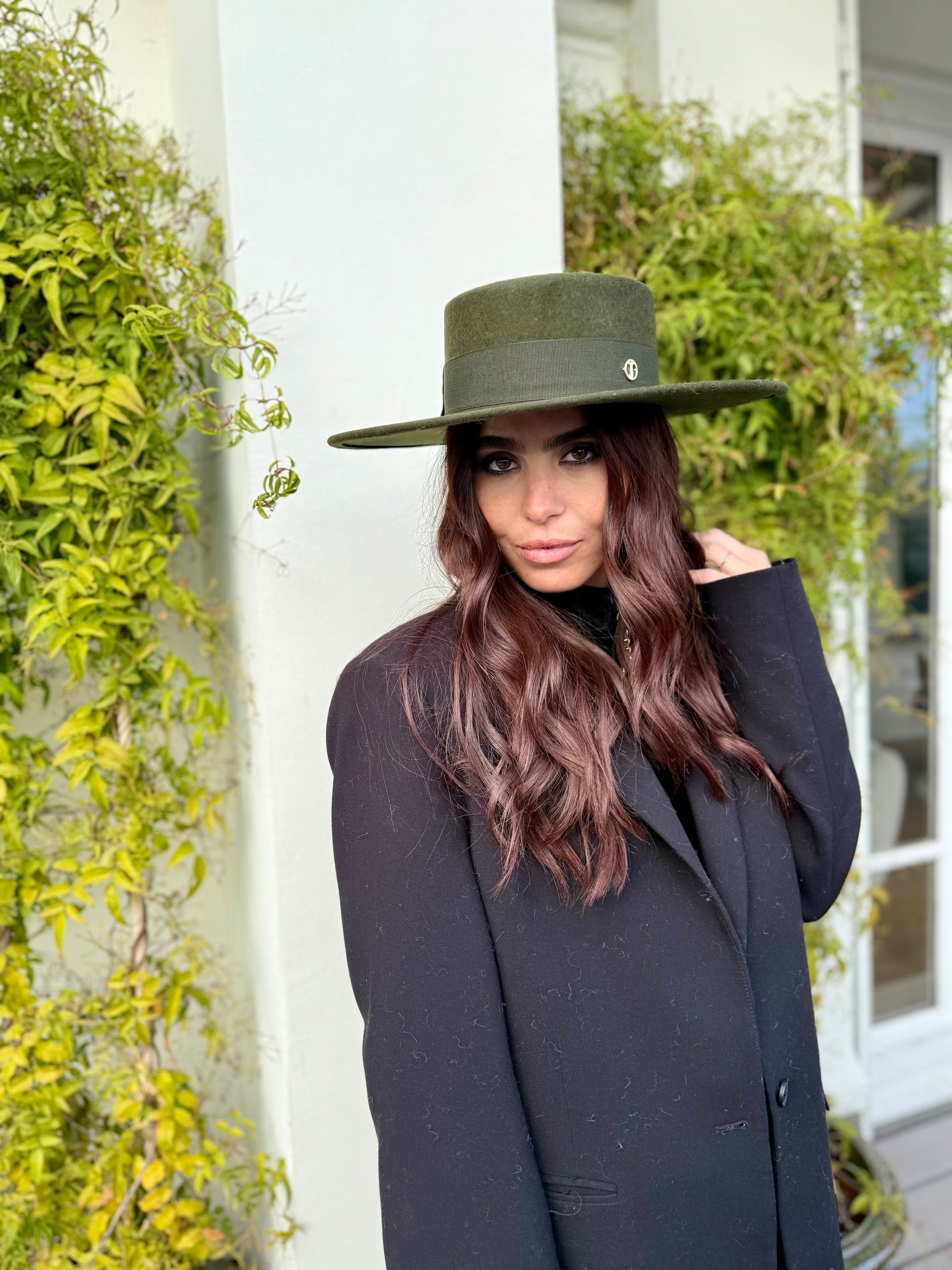 Canotier Ralph en Laine Grand Bord 9cm Kaki