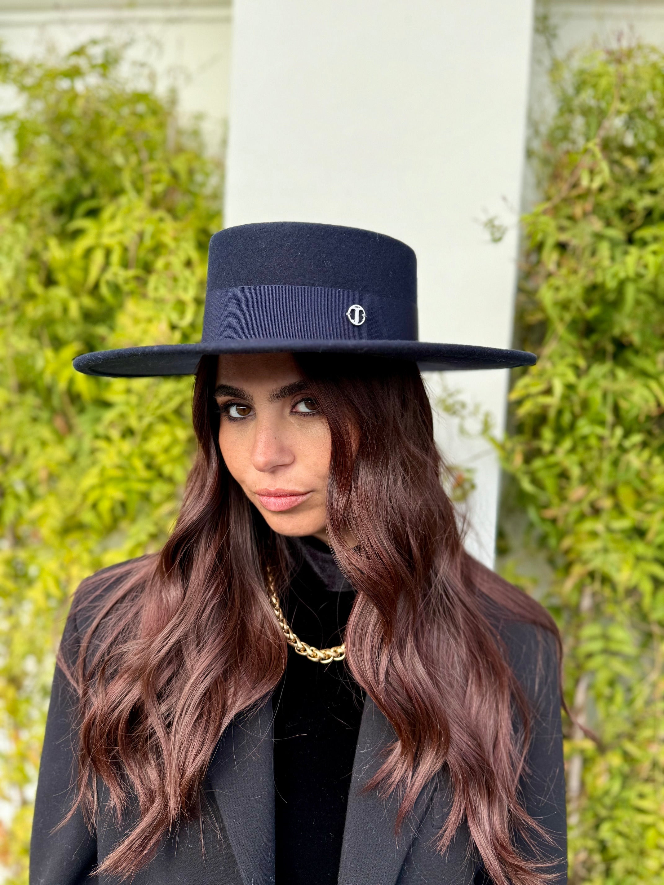 Canotier Ralph en Laine Grand Bord 9cm Bleu Marine