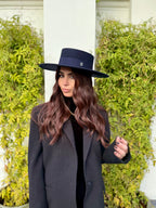 Canotier Ralph en Laine Grand Bord 9cm Bleu Marine