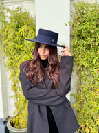 Canotier Ralph en Laine Grand Bord 9cm Bleu Marine