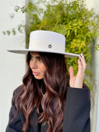 Canotier Ralph en Laine Grand Bord 9cm Blanc