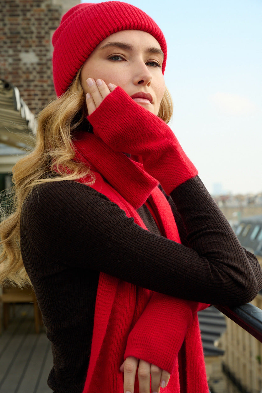 Mitaines en Laine et Cachemire Rouge