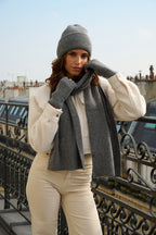 Mitaines en Laine et Cachemire Gris foncé