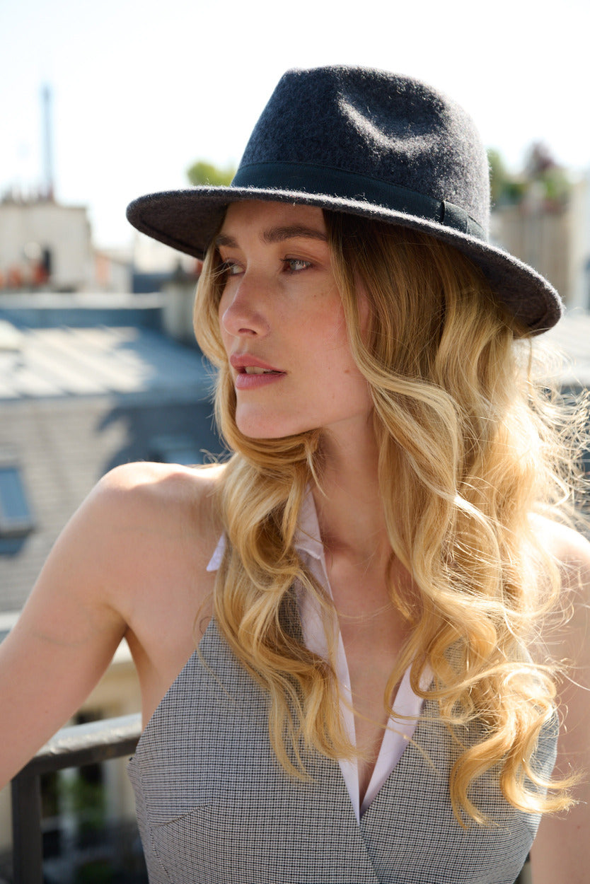 John Borsalino Bord 6.5 cm Gris chiné foncé