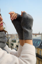 Mitaines en Laine et Cachemire Gris foncé