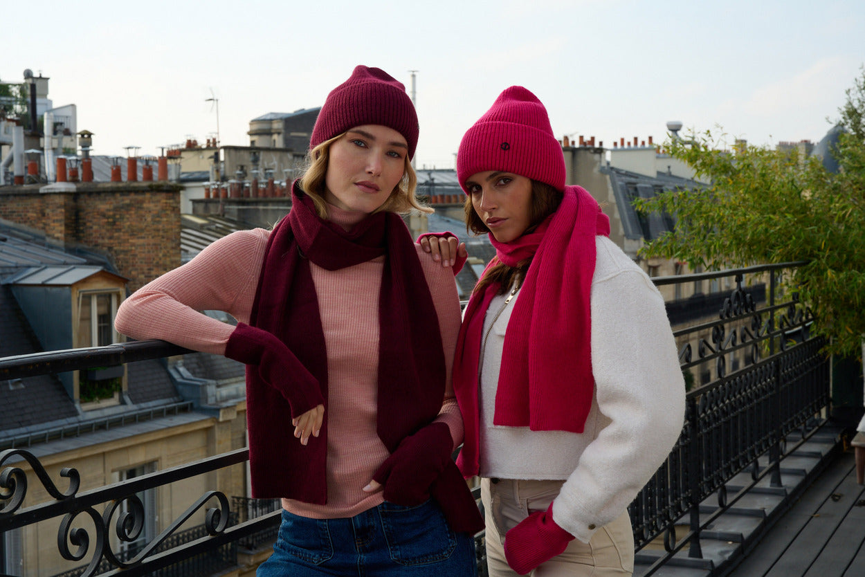 Bonnet en Laine et Cachemire Fushia