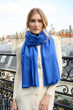 Étole - Écharpe en Cachemire, Laine Bleu