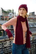Bonnet en Laine et Cachemire Bordeaux