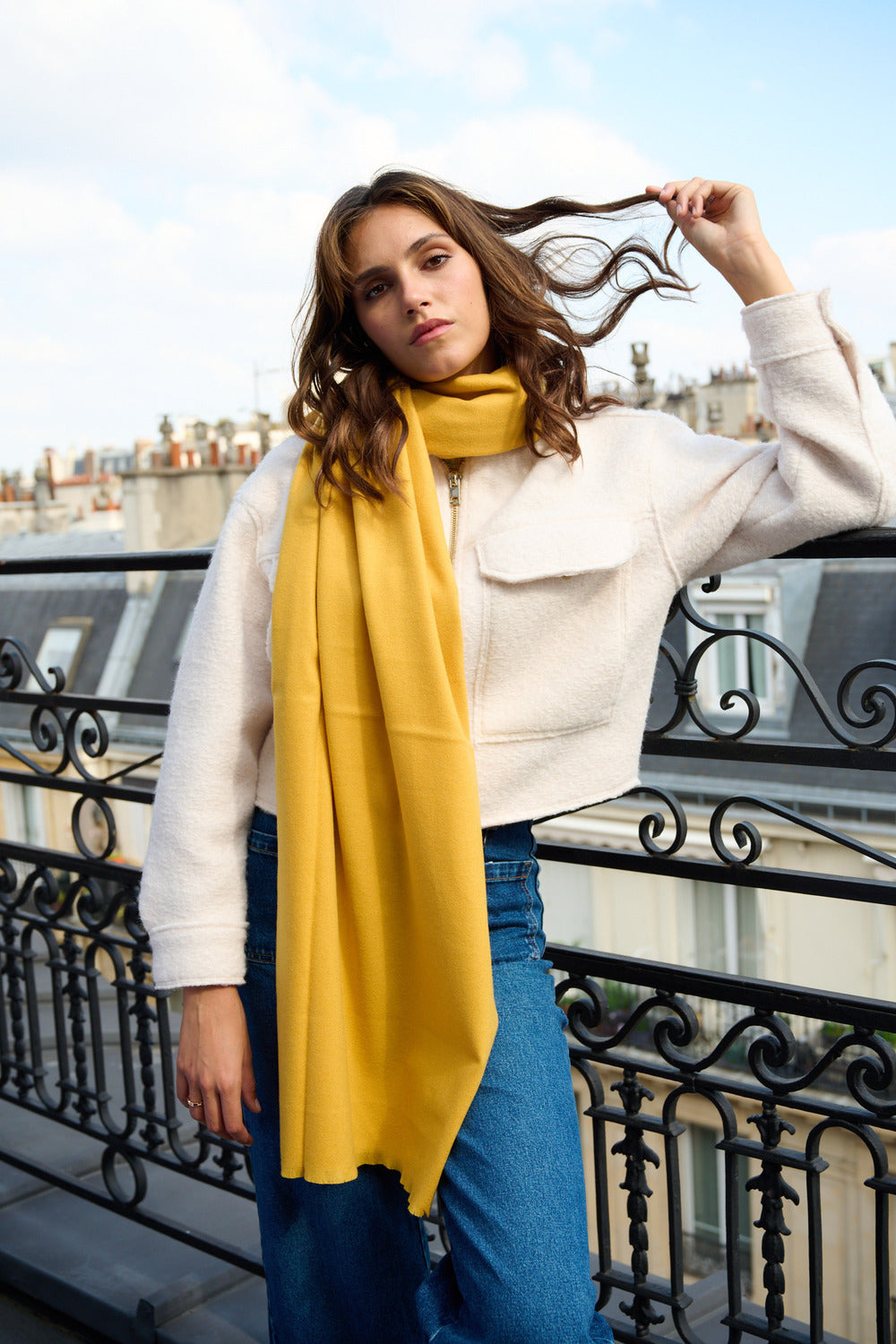 Étole - Écharpe en Cachemire, Laine Jaune