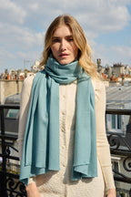 Étole - Écharpe en Cachemire, Laine Bleu eau