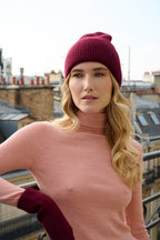Bonnet en Laine et Cachemire Bordeaux