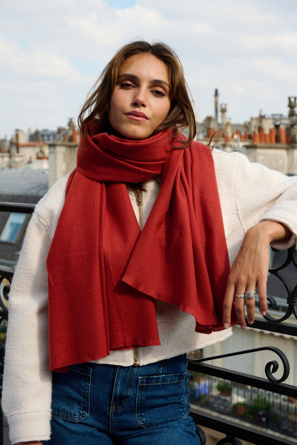 Étole - Écharpe en Cachemire, Laine Rouge