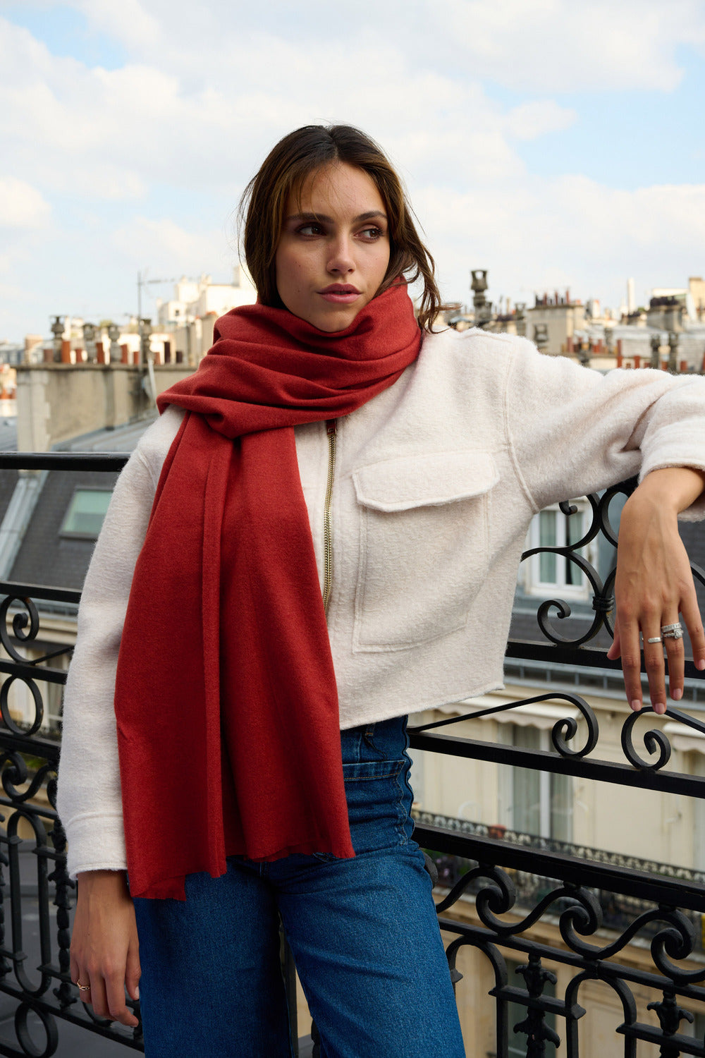Étole - Écharpe en Cachemire, Laine Rouge