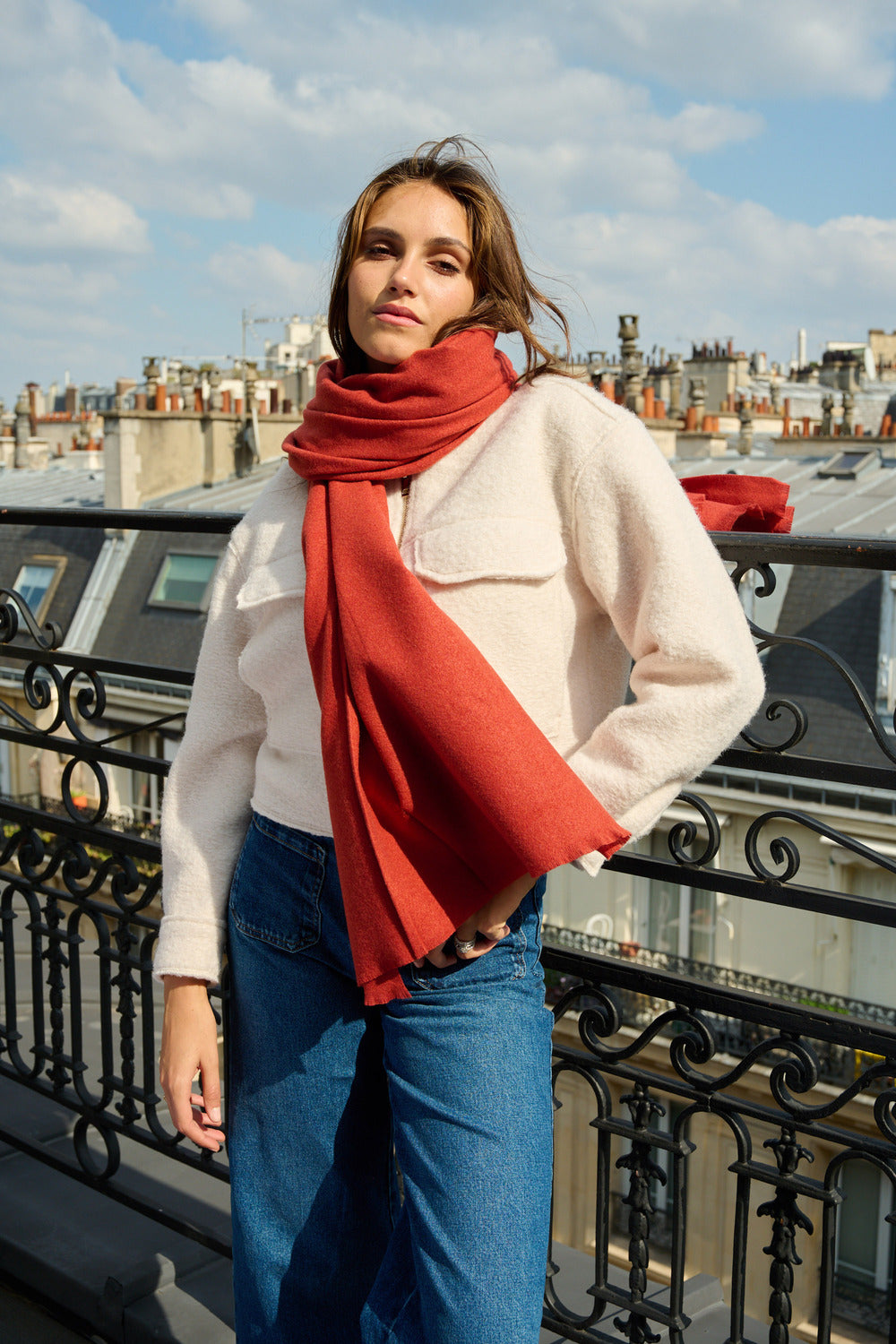 Étole - Écharpe en Cachemire, Laine Rouille