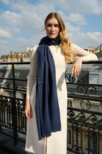 Étole - Écharpe en Cachemire, Laine Bleu marine