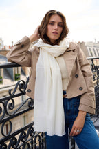 Étole - Écharpe en Cachemire, Laine Blanc