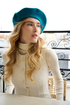 Béret Parisien Emily en Laine Bleu canard