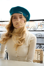 Béret Parisien Emily en Laine Bleu canard