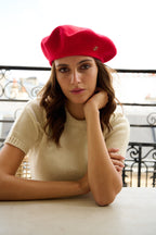 Béret Parisien Emily en Laine Rouge