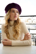 Béret Parisien Emily en Laine Aubergine