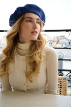Béret Parisien Emily en Laine Bleu foncé
