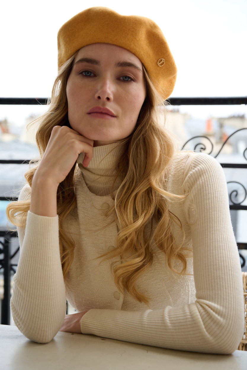 Béret Parisien Emily en Laine Jaune
