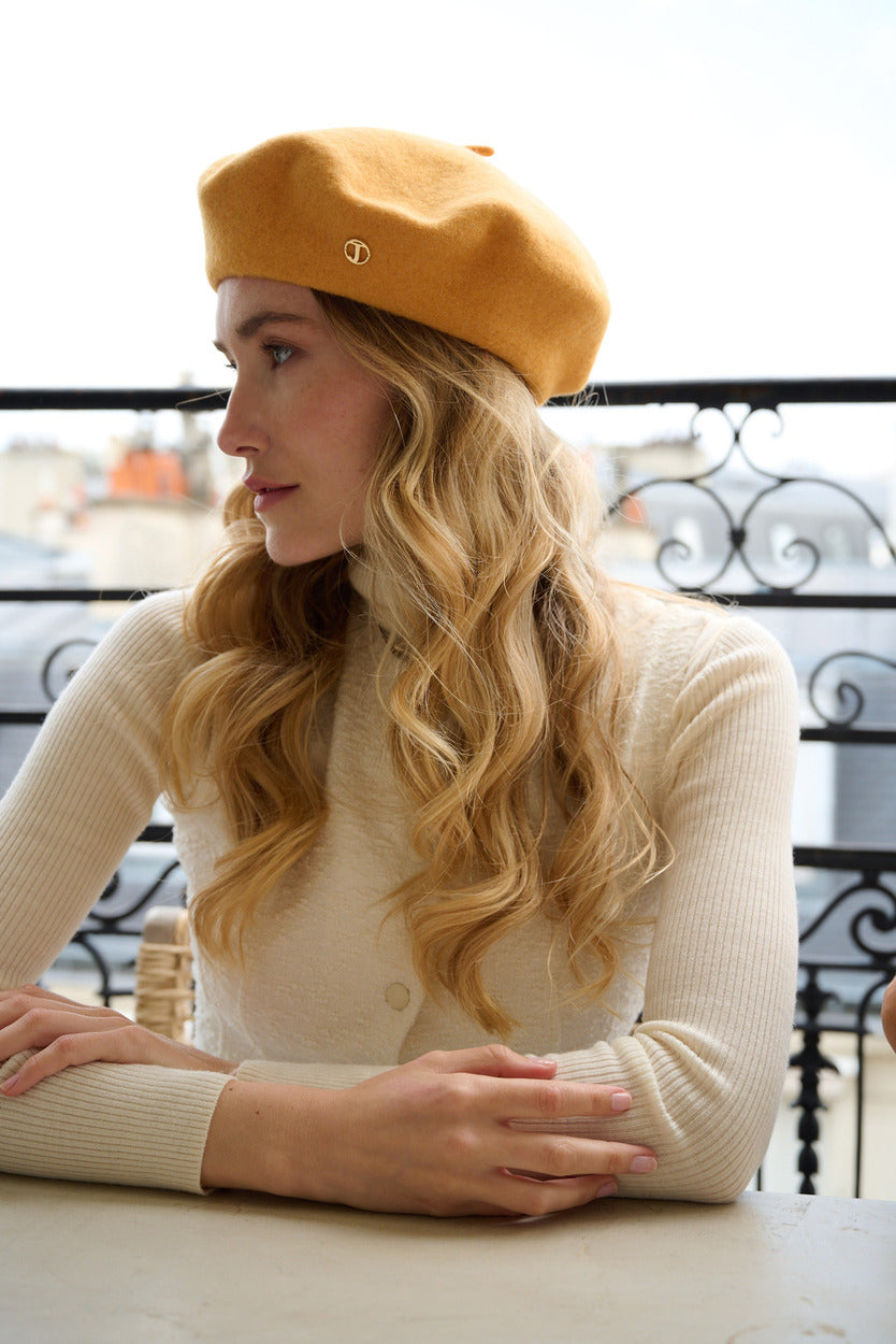 Béret Parisien Emily en Laine Jaune