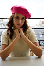 Béret Parisien Emily en Laine Fushia