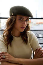 Casquette Plate Bombée en Laine Kaki