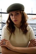Casquette Plate Bombée en Laine Kaki