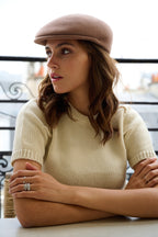 Casquette Plate Bombée en Laine Camel