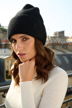 Bonnet en Laine et Cachemire Noir