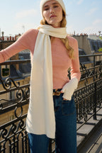 Coffret Écharpe, Bonnet et Mitaines en Laine et Cachemire Blanc