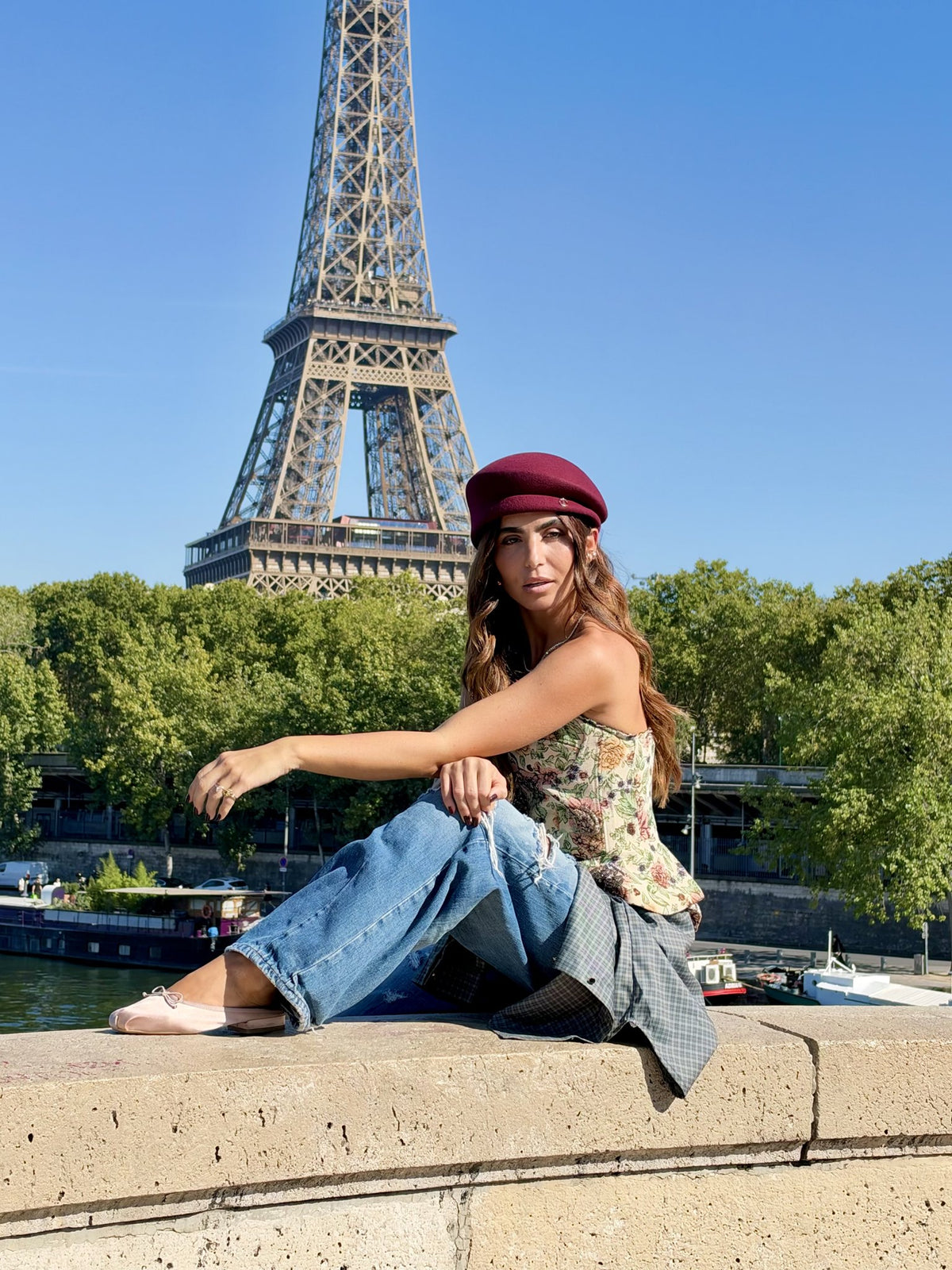 Béret asymétrique en laine – Bordeaux – vue 3