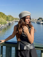Béret asymétrique en laine – Gris chiné clair – vue 2