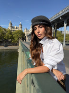 Béret asymétrique en laine – Gris chiné foncé – vue 2
